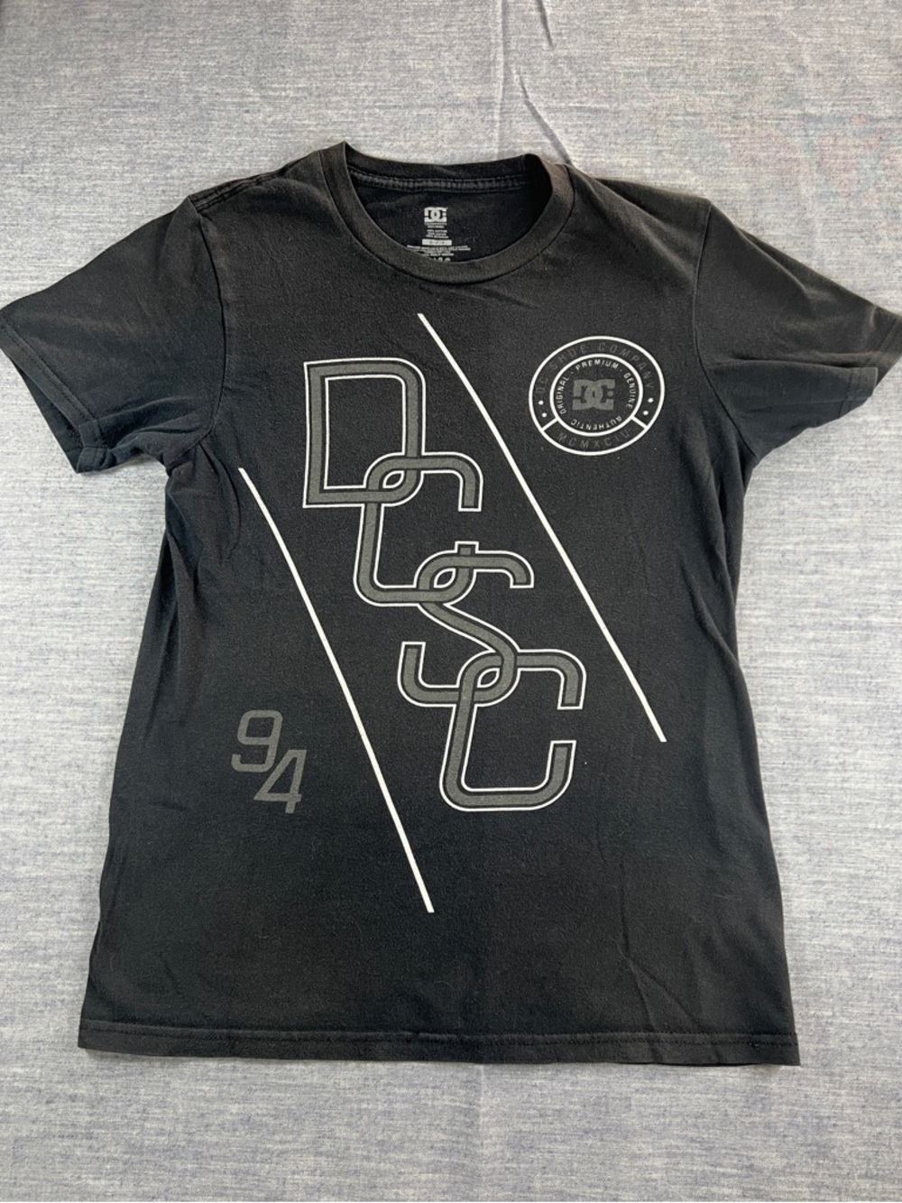 Vintage Y2K DC Shoes Womens Small Black Faded Worn Short Sleeve Skater Shirt